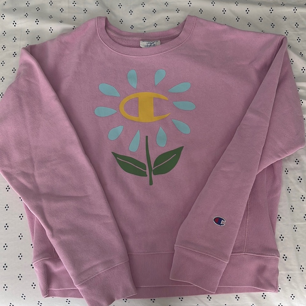 Pink Champion X Susan Alexandra Uo Exclusive Flower Crew Neck Sweatshirt